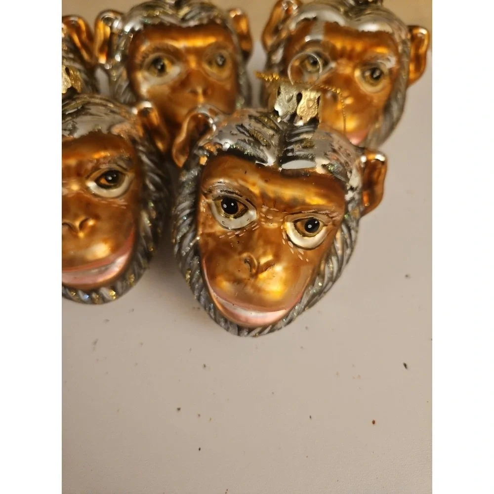 Lot of 5 Vintage Monkey Head Ornaments / Discovery Channel  (106) - Picture 2 of 3